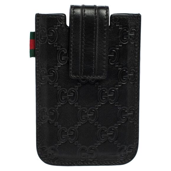 Gucci Black Guccissima Leather Leather iPhone Case - Picture 1 of 4